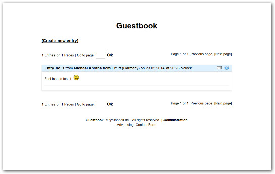 PHP guestbook script appearance